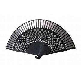Aodake Kyodo Folding Fan, Solid Pattern, Natural Bamboo & Fan Bag