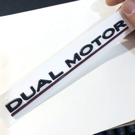 ARKOSKNIGHT DUALMOTOR Letter 3D Badge Sticker Compatible with Model 3 X Y S Trunk Accessories (Black)