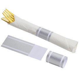XINGYUNDEL Matte Silver Napkin Bands, Paper Napkin Rings Self Adhesive,Silverware Wraps Bands,Table Setup Wedding Event Party Supply,200 Pcs/Matte Silver,NB-200-5Silver