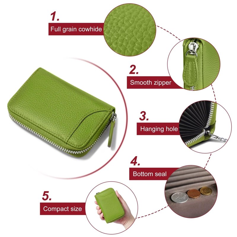 GADIEMKENSD Credit Card Holder RFID Protection Leather Wallet 14 Compartments