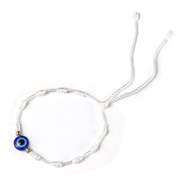 Caiyao Evil Eye Bracelet Handmade Adjustable Red Black String Knot Bracelet Lucky Kabbalah Protection Bracelet-White