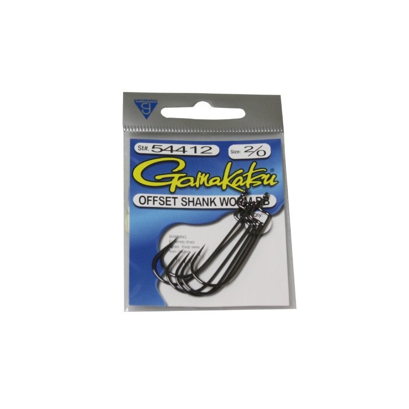 Worm Hook, Size 2/0, Needle Point, Round Bend, Offset, Ringed