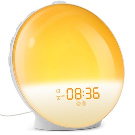 Dekala Sunrise Alarm Clock for Heavy Sleepers, Wake Up Light with Sunrise Simulation, Dual Alarms & Natural Sounds,FM Radio, Night Light for Bedroom sunrise alarm - Color: Half Disply-White