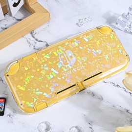 DLseego Clear Glitter Protective Case for Switch Lite Console 2019, Dockable Holographic Laser Crystal Sparkle Colorful Soft & Flexible TPU and Hard PC with Clear Joycon Covers Drop Protection-Scree