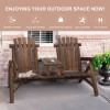 Outsunny Wood Adirondack Patio Bench Chair - Brown