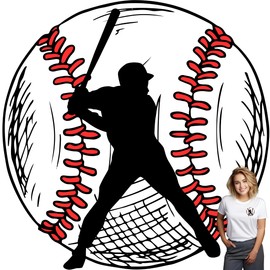Baseball Iron on Decal, Baseball Batter Heat Transfer for T Shirts Hoodies and Accessories, DIY Crafts, Sports 3x3 Inch Small Patch