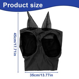 CPJJ Fly mask horse, fly mask horse warmblood, horse fly mask UV protection (black), a