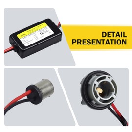 SLIMI 2PCS 1156 LED Resistor Decoder Wiring Harness, Reverse Light Brake Light Error Warning Decoder, 50W 6 ohm Anti Flicker Signal Light Adapter Harness, Suitable for 1156 Bulbs (Black)