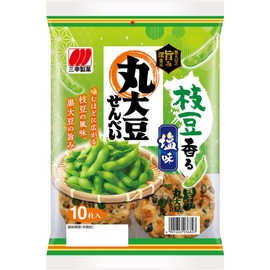 Sanko Marudaizu Senbei Edamame Kaoru Shioaji Whole Soybean Rice Crackers, Fragrant Edamame Salt Flavor 10PC (Pack of 3), Crispy Rice Crackers from Japan, MADE IN JAPAN, Limited Stock