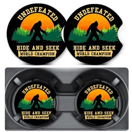 2 Pack Car Coasters for Cup Holders,Bigfoot Car Cup Holder Coasters,2.75" Universal Size Anti Slip Rubber Mat,Car Cup Holder Decal Decor,Big Foot Sasquatch Gifts for Men,Women,Dad,Grandpa