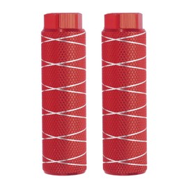 PATIKIL Bike Pegs Fit 3/8 Inch Axles, 2 Pack Aluminum Alloy Anti-Skid Lead Foot Bicycle Peg Back Seat Stands with Thin Line for BMX Mountain Dirt Bike Cycling Rear Stunt Pegs, Dark Red