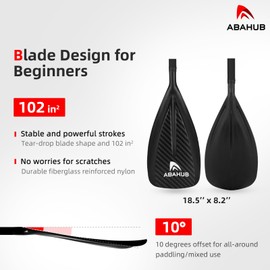 Abahub SUP Paddles - 3 Piece Adjustable Stand up Paddle - Lightweight Oar for Paddleboard, Adjustable Aluminum Alloy PU Coated Shaft 68" - 84", Carbon Diagonal Print Plastic Nylon Blade