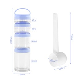 1 Set of 4-Layer Protein Powder Box and 1 Measuring Spoon, Portable Food Storage Box, Plastic Food Storage Container, Stackable Storage Container, Kitchen Storage Box