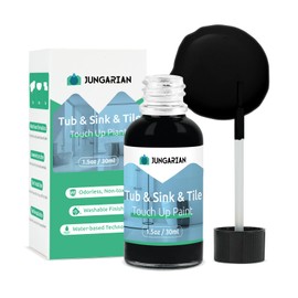 Jungarian Tub and Tile Paint, Bath Paint for Tub, Touch Up Paint Pen for Scratches & Spots, Quick Dry Porcelain Repair Kit for Sinks, Marble Countertop, Enamel and Toilets, Semi-gloss Black, 1.5oz