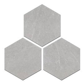 Kieacia Peel and Stick Floor Tile, 15 PCS Hexagon Dark Cement Color Tiles,PVC Waterproof Self Adhesive Tiles DIY for Floor Stickers Kitchen Backsplash,Bathroom