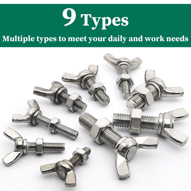 6sets M6x25mm Stainless Steel Wing Butterfly Screws Bolts with Hex