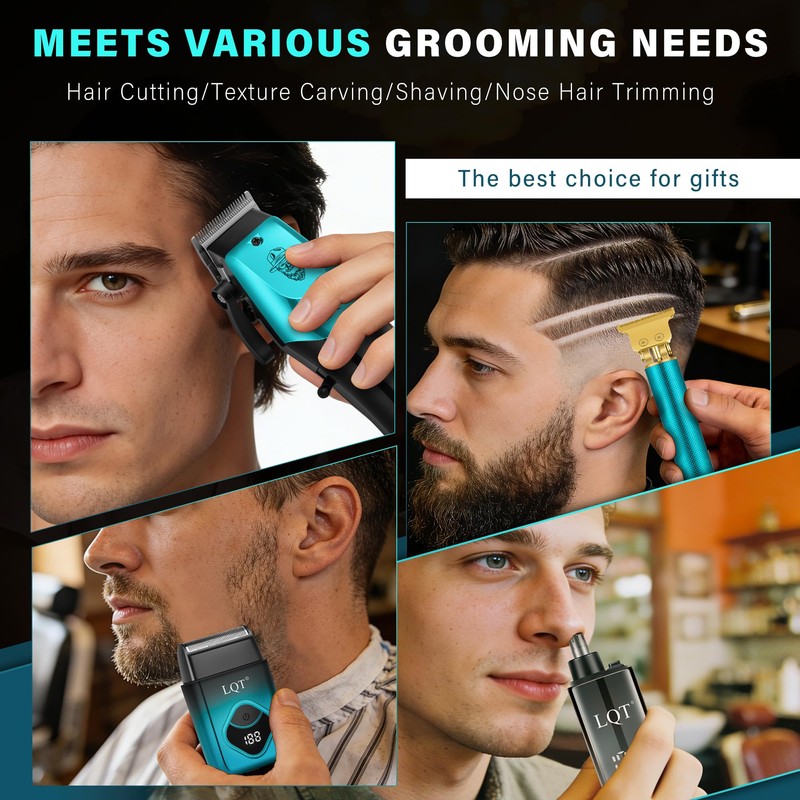 Hair Clippers for Men with LED Display, 4-Piece Cordless Grooming