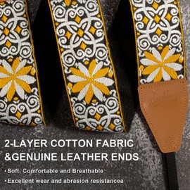 BestSounds Camera Strap, Jacquard Weave 2" Shoulder Neck Straps for All DSLR Cameras Men Women Photographers (Jacquard Yellow White)