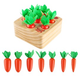 Montessori Wooden Puzzle, Wooden Carrot Toy, Space Recognition, Shape Recognition, Large and Small Recognition, 7 Carrots, Toddler, 3D Puzzle, Early Development Learning Toy, Boys, Girls, Children, Toddler, Baby Shower, Kindergarten Entrance, Present, Gift (Orange)