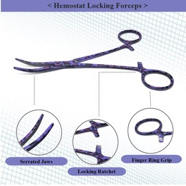 Pet Groomer Dog/Cat Hemostat Forceps 5.5" Hair Puller with Curved Serrated Tips Ear Care Multipurpose Ratchet Locking Clamps Stainless Steel Helps in Cleaning Nose, Paws, Furs