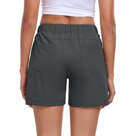 Nomolen Womens Quick Dry Hiking Shorts, Lightweight Athletic 5 inch Shorts for Women Cargo Shorts with Zipper Pockets, Grey, X-Large