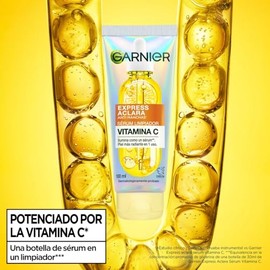 Garnier Express Aclara Vitamina C Serum Limpiador Facial Espumoso Iluminador Antimanchas 100ml. Limpia a profundidad sin resecar la piel. Para todo...