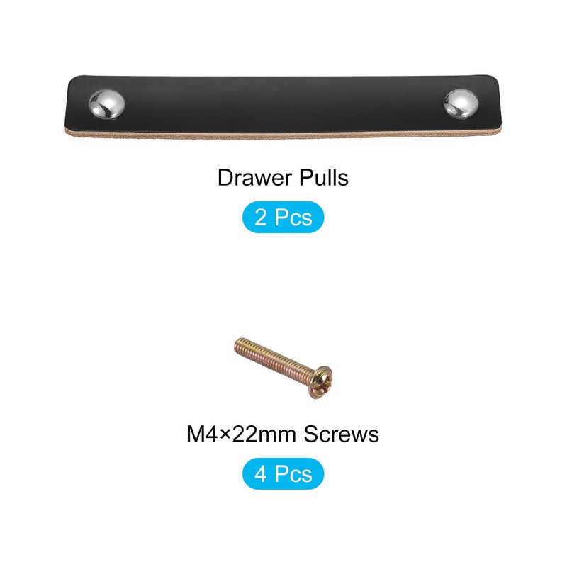 sourcing map Leather Drawer Pulls, 6.7" 2Pcs Leather Furniture Handle