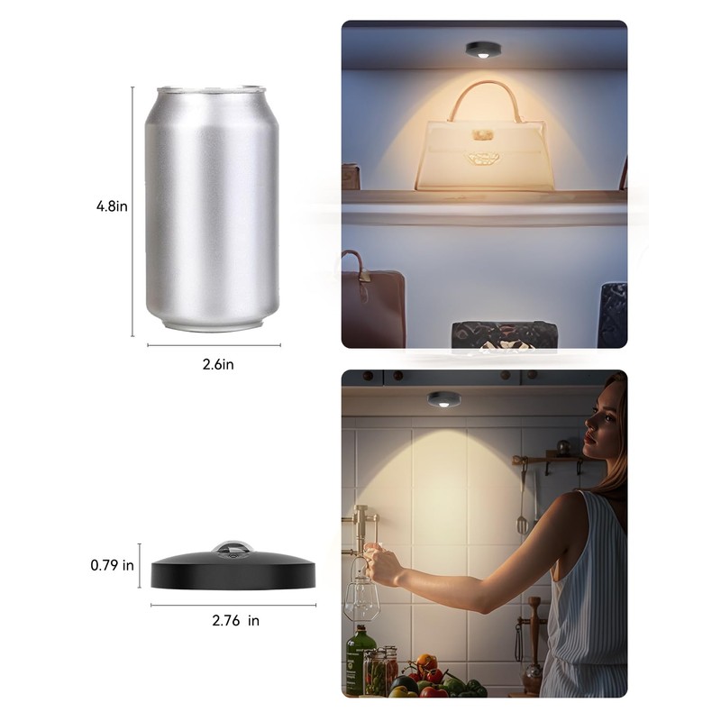 Aokpsrt Rechargeable Puck Lights With Remote Control, 1500mAh Battery Operated