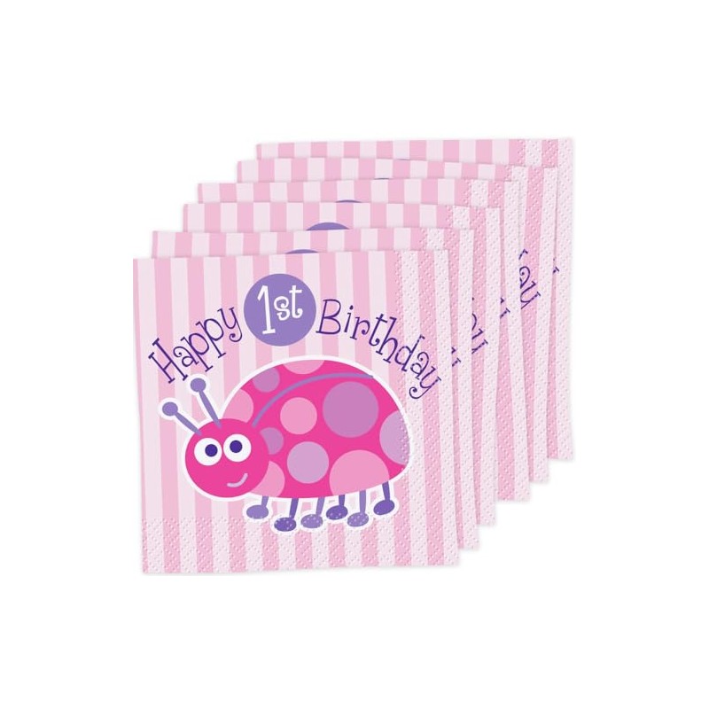 Unique Ladybug 1st Birthday Beverage Paper Napkins | 5" x