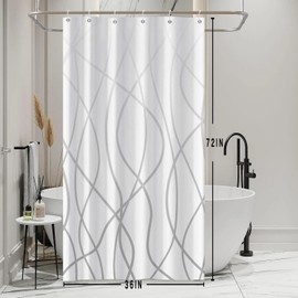 Uiiooazy Ombre Grey White Striped Small Bathroom Shower Curtain 36"x72"