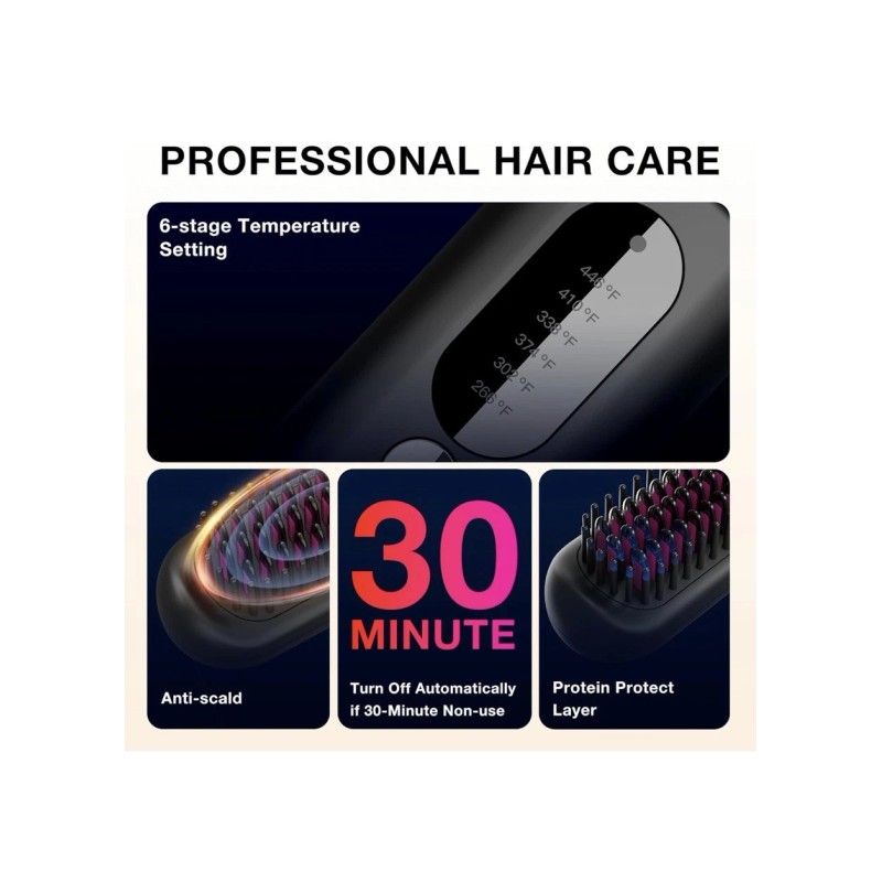 Ruidla Hair Straightener Comb Matte Gray Hair Straightener Brush Straightening