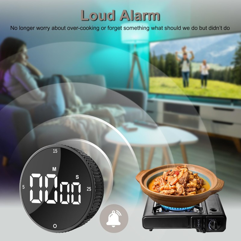 Digital Kitchen Timer, Magnetic Egg Timer, Kitchen Clock, Stopwatch, Countdown