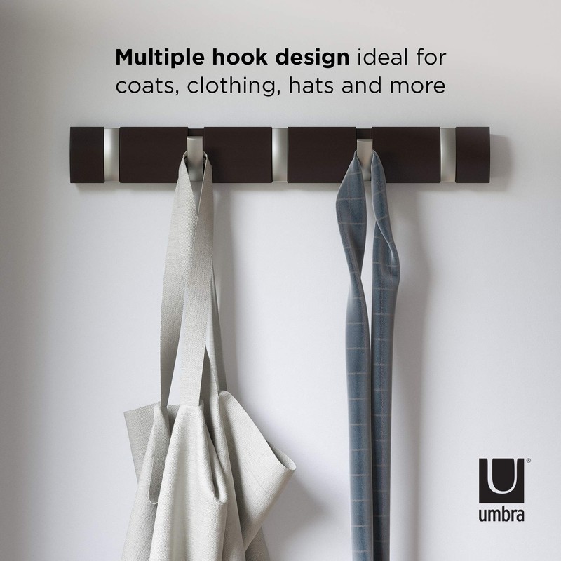Umbra Flip Wall-Mounted Coat Rack with 5 Hooks – Modern,