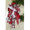 Handmade 10 " RED PLAID w FLOCKED GLITTER SNOWFLAKES WIRED