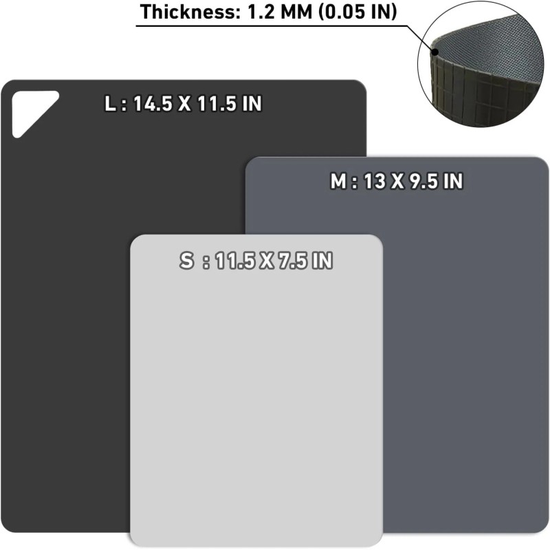 WK Flexible Plastic Cutting Mats Non-Slip BPA Free Dishwasher Safe