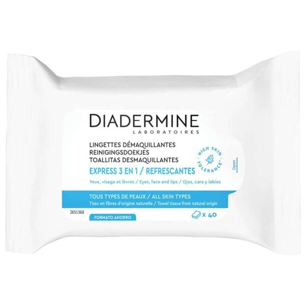 Diadermine – Lingettes Déma Quillantes Express 3en1 Visage Yeux/lèvres X40