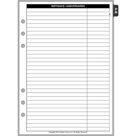 A5 Size Name & Address Refill, Sized and Punched for 6-Ring A5 Notebooks by Filofax, LV (GM), Kikki K, TMI, and others. Sheet Size 5.83" x 8.27" (148mm x 210mm). PLEASE CHECK YOUR BINDER TO BE SURE THIS WILL FIT.