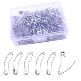 AsggBah Curved Safety Pins 100pcs/Box Silver Nickle-Plated Steel Curved Pins for Quick Basting Quilting (3.8cm/1.5Inch)