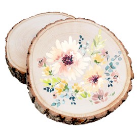 2 Stück Holzscheiben, Holzscheiben 18-20 cm Durchmesser, Runde Baumscheiben Holzplatte Ca.15mm Dicke für DIY Handwerk Holz-Scheiben Hochzeit Mittelstücke Weihnachten Dekoration Baumscheibe