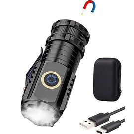Clearhill Mini USB C Rechargeable Magnetic Flashlight with Clip - 2000 Lumens with 5 Light Modes, Small Flashlight for EDC, Camping, Hiking and Emergency