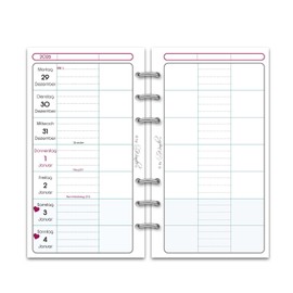 SinnWunder® Premium Calendar Inserts 2026 - Weekly Calendar - 1 Week 2 Pages - Size Personal - Filofax Perforation