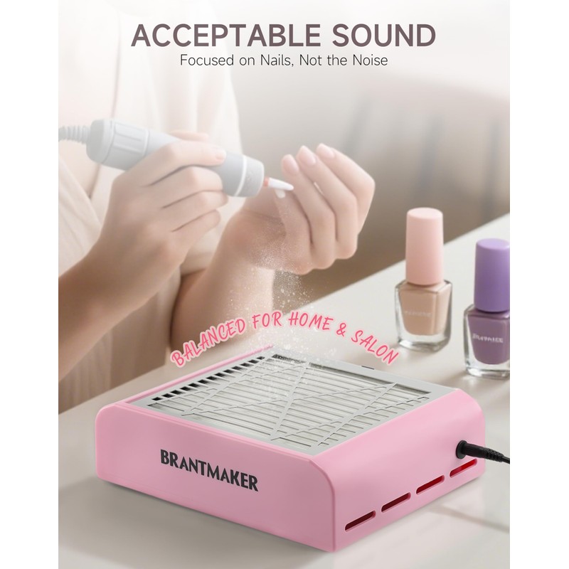 BRANTMAKER Nail Dust Collector with Brush and 2 Reusable Filters,