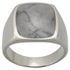 Solid signet ring made of 925 silver with special howlite,