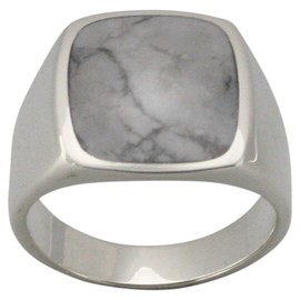 Solid signet ring made of 925 silver with special howlite, Silver