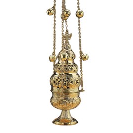 Trinity Church Supply Ornate Censer with 12 Bells for Office and Spiritual Room Decor Islamic Gifts, 11-1/2 Inch