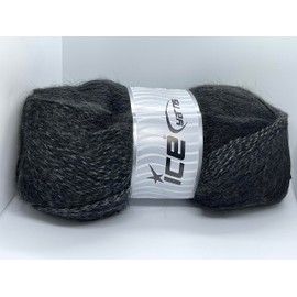 Mohair Pastel Yarn Grey Black - Premium Acrylic, Wool, Mohair Sport Weight Yarn 100 Gram 546 Yards