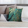 Keebik Feather Glitter Teal and Gold Throw Pillow Cover18x18 Inch