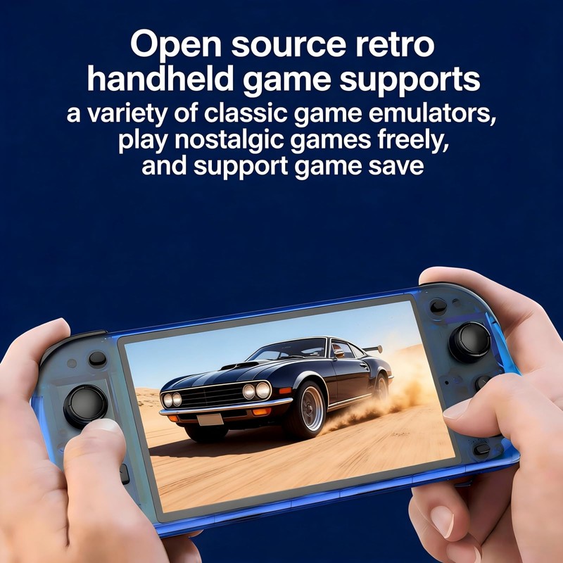 Retro Handheld Game Console 5.1-Inch IPS Screen,Transparent Black