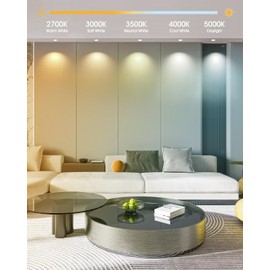 ZYC 4-inch Square Recessed Lighting - Ultra Thin Dimmable Square LED Ceiling Light,5 Color Temperature 2700-5000K Selectable,9W 800LM High Brightness,Canless Wafer Downlight,Pack of 6 Brushed Nickel.