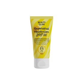 BEAUTY GLAM Resveratrol Moisturizer mit Sonnenschutz SPF 50 (50 ml) – Antioxidative Gesichtspflege mit Reveratrol – Schützt vor Sonnenbedingten Hautschäden – Vegane Feuchtigkeitspflege